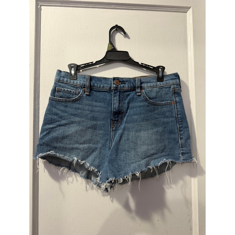 Hudson Gemma Cutoff Shorts Mid Wash Blue Denim Frayed Hem Size 27